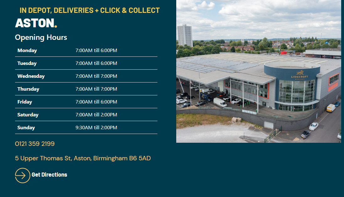 Aston Depot Details