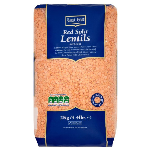 EAST END POLISHED RED LENTILS 1x2KG