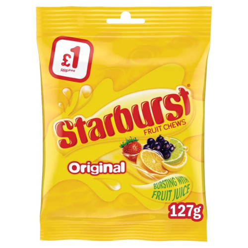 STARBURST ORIGINAL VEGAN CHEWY FRUIT FLAVOURED SWEETS TREAT BAG 12x12x141G PMP &Acirc;&pound;1