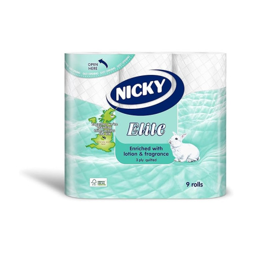 NICKY ELITE WHITE TOILET TISSUE ROLLS 1x5x9PK
