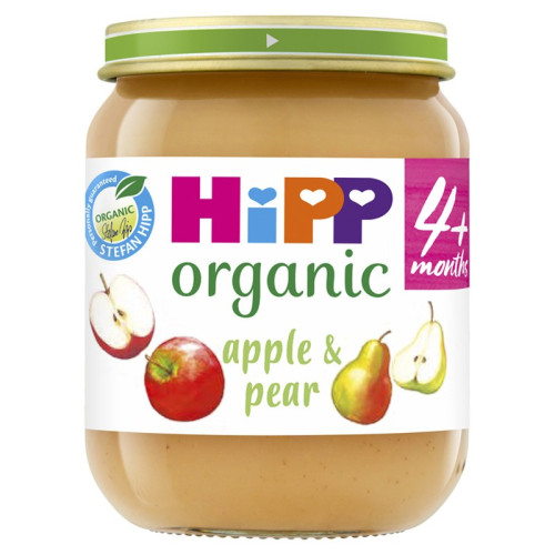 HIPP ORGANIC APPLE PEAR BABY FOOD 4+ MONTHS 1x6x125G