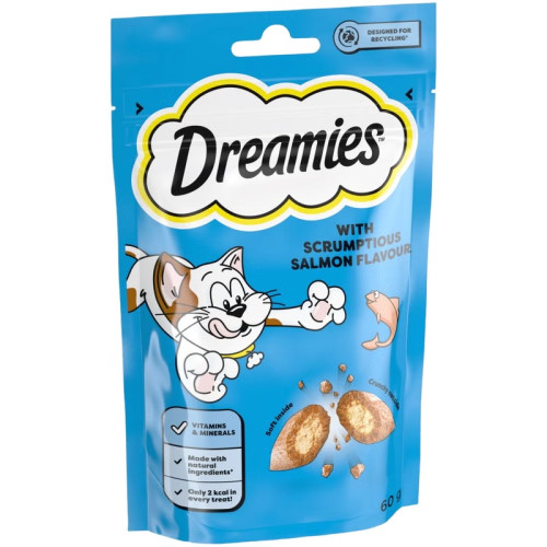 DREAMIES WITH SCRUMPTIOUS SALMON FLAVOUR CAT TREAT 1x8x60G
