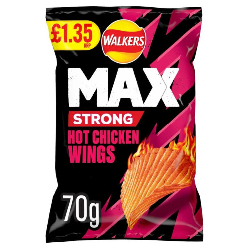 WALKERS MAX HOT CHICKEN WINGS 15x15x70G PMP &Acirc;&pound;1.35