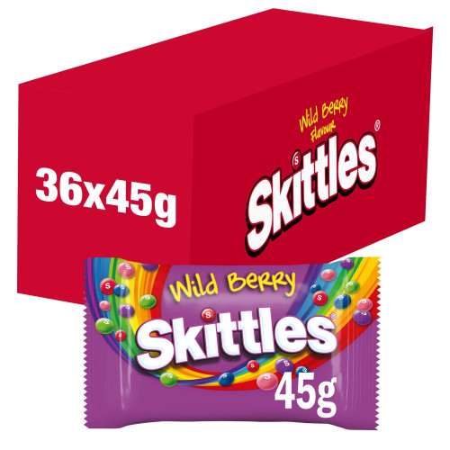 SKITTLES VEGAN CHEW WILD BERRY FRUIT FLAVOURED SWEETS BAG 1x36x45G