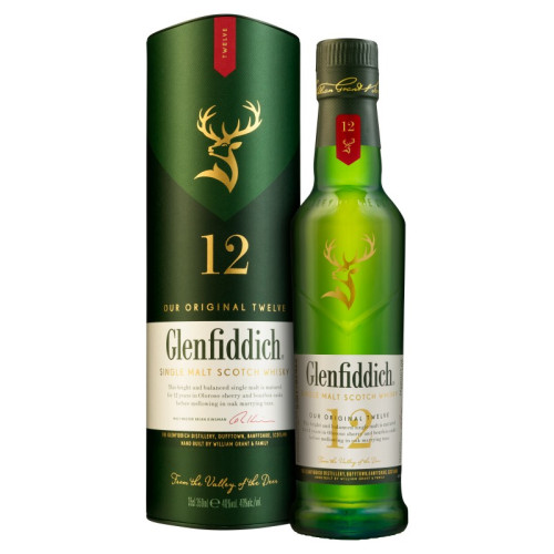 GLENFIDDICH SINGLE MALT 12 YEAR SCOTCH WHISKY BOTTLE 1x35CL