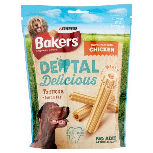 BAKERS DENTAL DELICIOUS CHICKEN DOG TREAT 1x6x200G