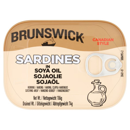 BRUNWICKS SARDINES IN SOYA OIL 1x12x106G