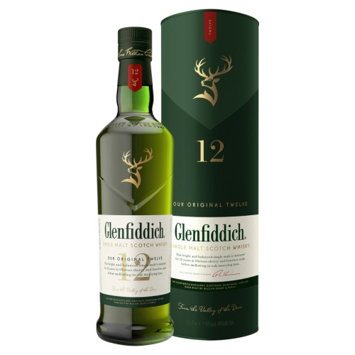 GLENFIDDICH SINGLE MALT 12 YEAR SCOTCH WHISKY BOTTLE 6x70CL