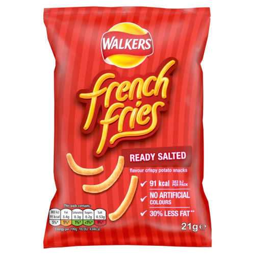 WALKERS FRENCH FRIES READY SALTED CRISPS SNACKS 1x32x21G