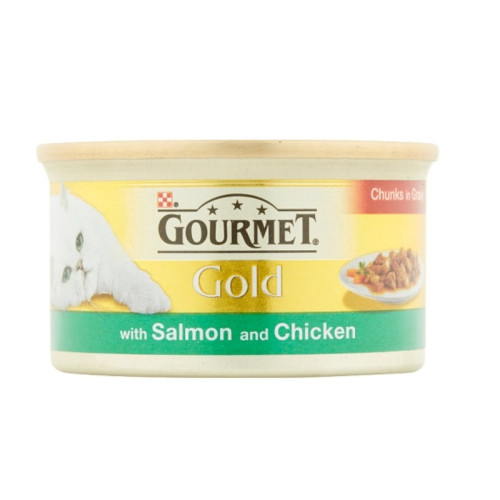 GOURMET GOLD SALMON & CHICKEN CAT FOOD 1x12x85G