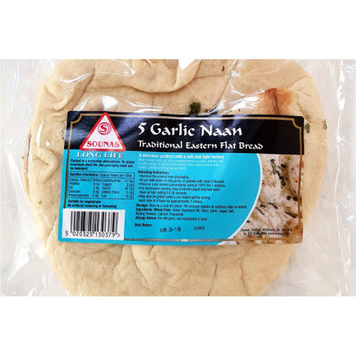 SOUNAS GARLIC NAAN BREADS 1x5s