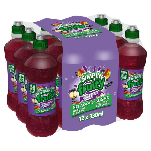 SIMPLY FRUITY APPLE BLACKCURRANT NO ADDED SUGAR BOTTLE 1x12x330ML
