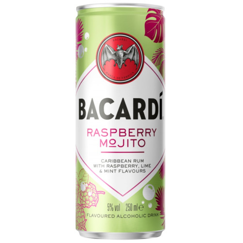 BACARDI COCKTAIL RASPBERRY MOJITO READY TO DRINK CAN 1x12x250ML