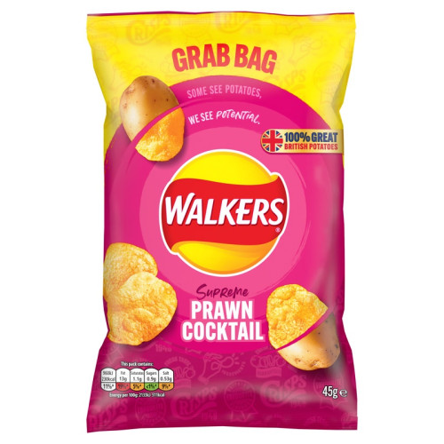 WALKERS PRAWN COCKTAIL CRISPS GRAB BAG 1x32x45G