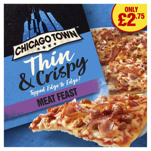 CHICAGO TOWN THIN & CRISPY MEAT FEAST PIZZA 1x325G PMP &Acirc;&pound;2.75