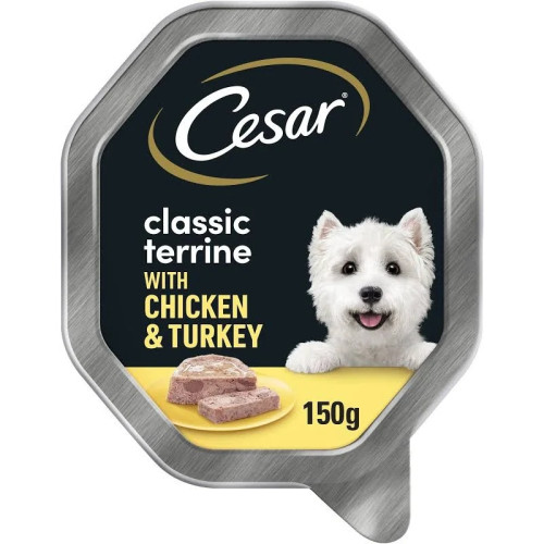 CESAR CLASSIC TERRINE CHICKEN TUKREY CAT FOOD 1x14x150G