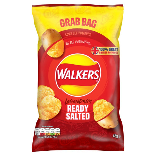 WALKERS READY SALTED CRISPS GRAB BAG 1x32x45G