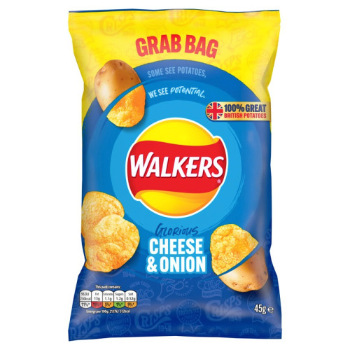 WALKERS CHEESE & ONION CRISPS GRAB BAG 1x32x45G