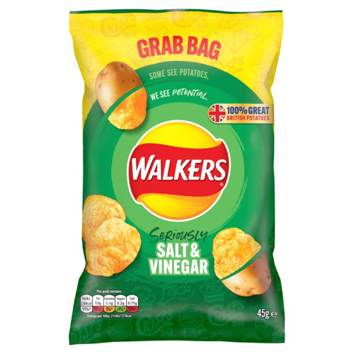 WALKERS SALT & VINEGAR CRISPS GRAB BAG 1x32x45G