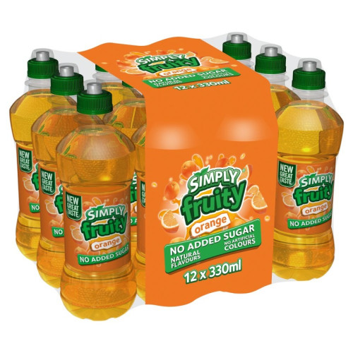 SIMPLY FRUITY ORANGE NO ADDED SUGAR BOTTLE 1x12x330ML
