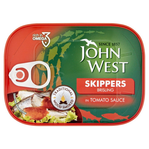 JOHN WEST SKIPPER BRISLING IN TOMATO SAUCE 1x12x106G