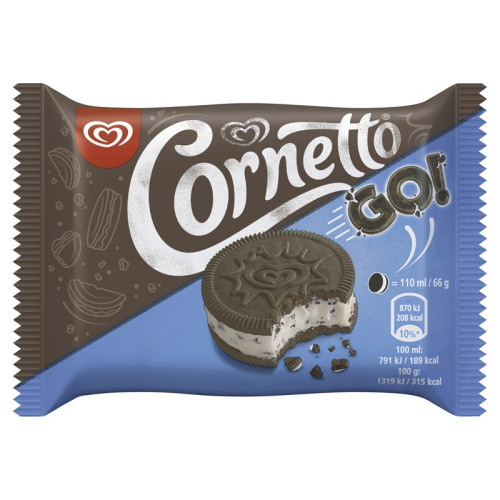 WALLS CORNETTO GO COOKIES & CREAM ICE CREAM 1x110ML