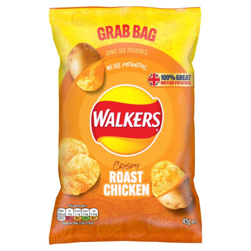 WALKERS ROAST CHICKEN CRISPS GRAB BAG 1x32x45G