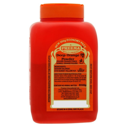 PREEMA DEEP ORANGE FOOD COLOUR POWDER1x500G