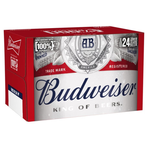 BUDWEISER LAGER BOTTLE 1x24x330ML