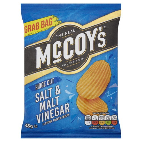 MCCOYS RIDGE CUT SALT & MALT VINEGAR CRISPS GRAB BAG 1x26x45G