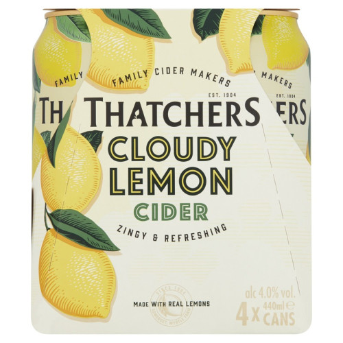 THATCHERS CLOUDY LEMON CIDER 4 PACK CAN 1x6x440ML