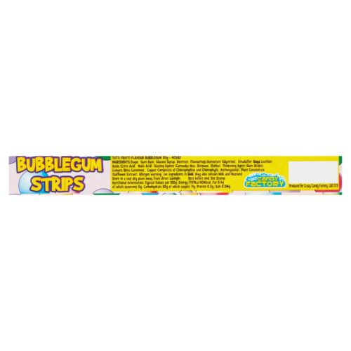 CRAZY CANDY FACTORY BUBBLEGUM STRIPS SWEETS 1x40x30G
