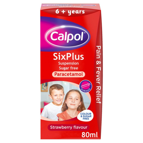 CALPOL SUGAR FREE ORAL SUSPENSION STRAWBERRRY PARACETEMOL 6 PLUS YEARS 1x6x80ML