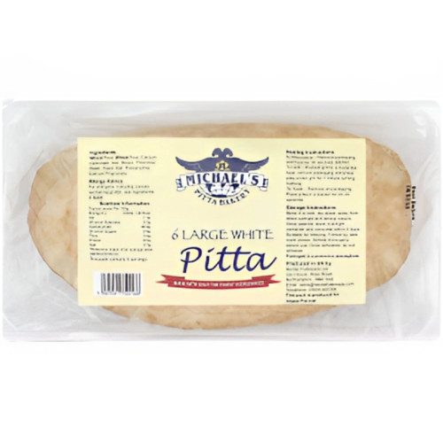 MICHAELS LARGE WHITE PITTA 6 PACK 1x330G