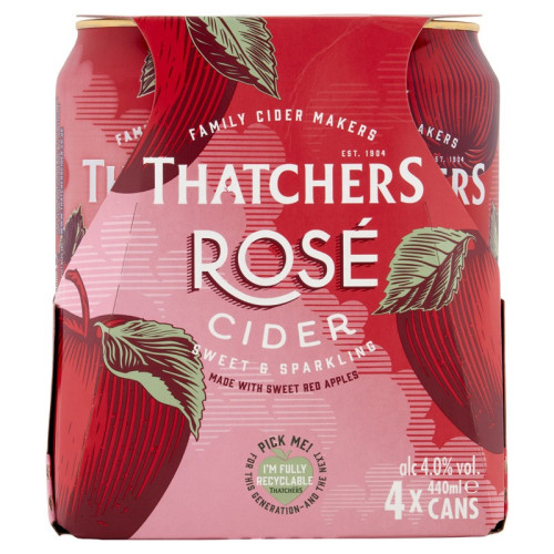 THATCHERS ROSE CIDER 4 PACK CAN 1x6x440ML