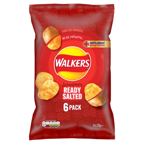 WALKERS READY SALTED CRISPS 6 PACK 1x18x25G