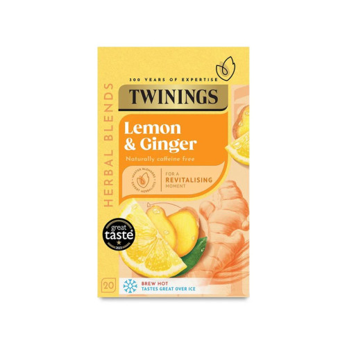TWININGS LEMON & GINGER TEA BAGS 1x4x20s