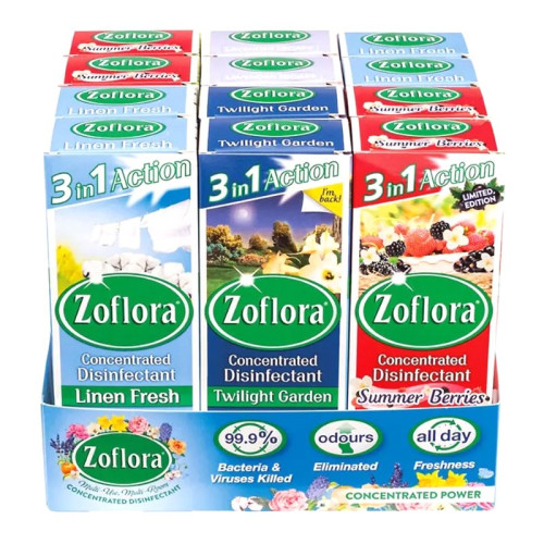 ZOFLORA 3 IN 1 ACTION CONCENTRATION ASSORTED FRAGRANCE CONCENTRATED DISINFECTANT 1x12x120ML