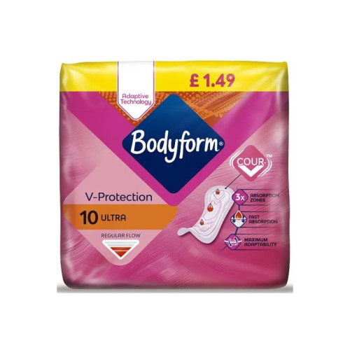 BODYFORM FRESHNESS & PROTECTION ULTRA NORMAL SANITARY TOWELS WITH WINGS 1x4x10s PMP &Acirc;&pound;1.49