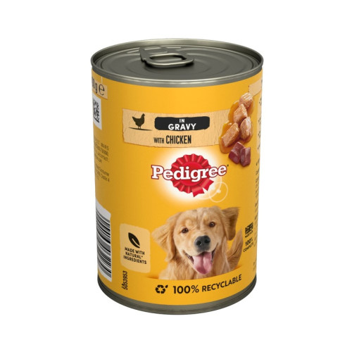 PEDIGREE ADULT CHICKEN IN GRAVY WET DOG FOOD TIN 1x12x400G