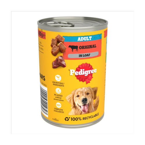 PEDIGREE ADULT CHUNKS IN LOAF WET DOG FOOD 1x12x400G