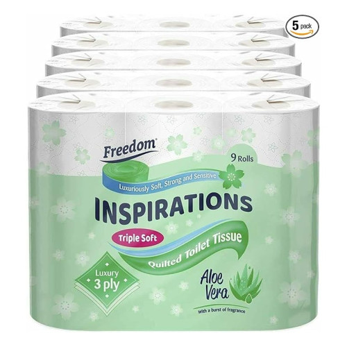 FREEDOM ALOE VERA 3 PLY TOILET TISSUE ROLLS 1x5x9PK