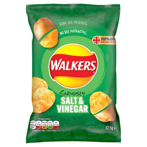 WALKERS SALT & VINEGAR CRISPS 1x32x32.5G