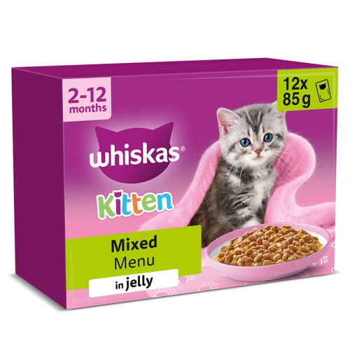 WHISKAS KITTEN MIXED MENU CAT FOOD IN JELLY 4x12x85G