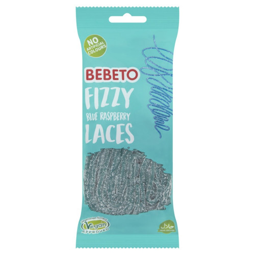 BEBETO FIZZY BLUE RASPBERRY LACES 1x12x160G PMP &Acirc;&pound;1