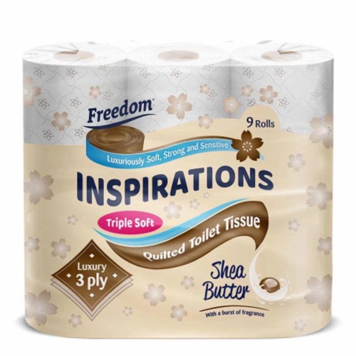 FREEDOM SHEA BUTTER 3 PLY TOILET TISSUE ROLLS 1x5x9PK