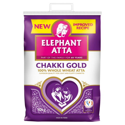 ELEPHANT ATTA CHAKKI GOLD WHOLE WHEAT ATTA FLOUR 1x10KG