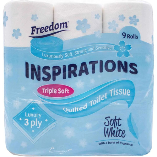 FREEDOM WHITE 3 PLY TOILET TISSUE ROLLS 1x5x9PK