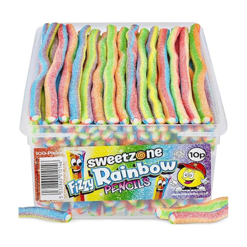 SWEETZONE FIZZY RAINBOW PENCILS 1x100x1KG PMP &Acirc;&pound;0.1