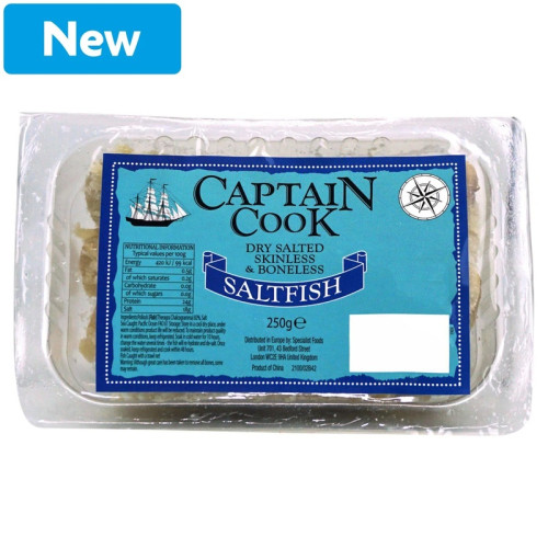 CAPTAIN COOK SKINLESS & BONELESS DRY SALTED COD FILLETS 1x8x250G